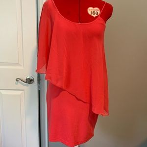 Coral one shoulder bodycon dress